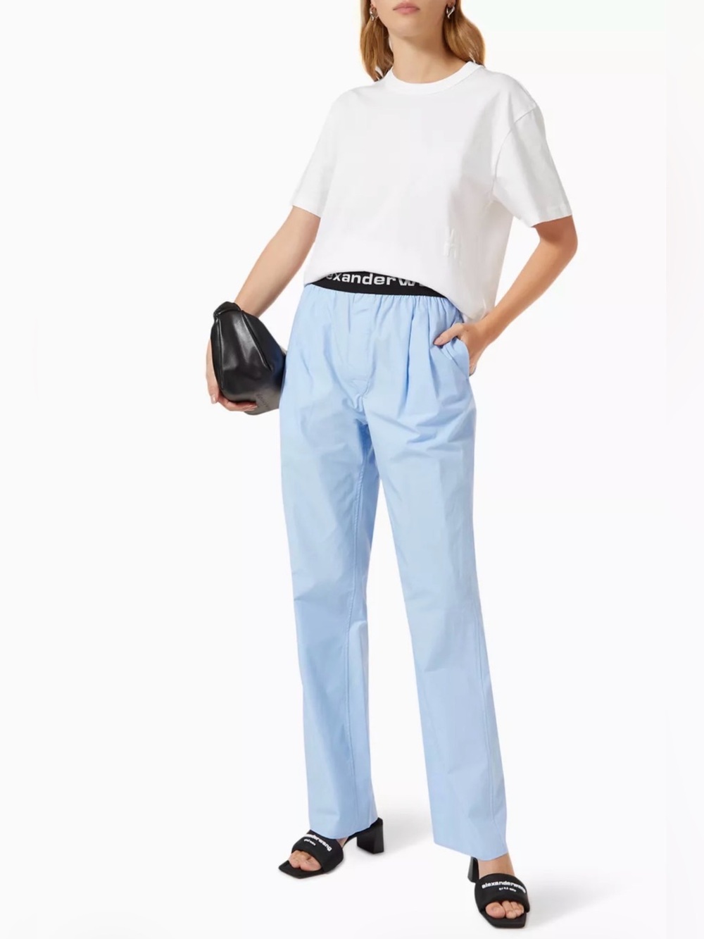 Alexander Wang Light Blue Straight-Leg Pants Size S